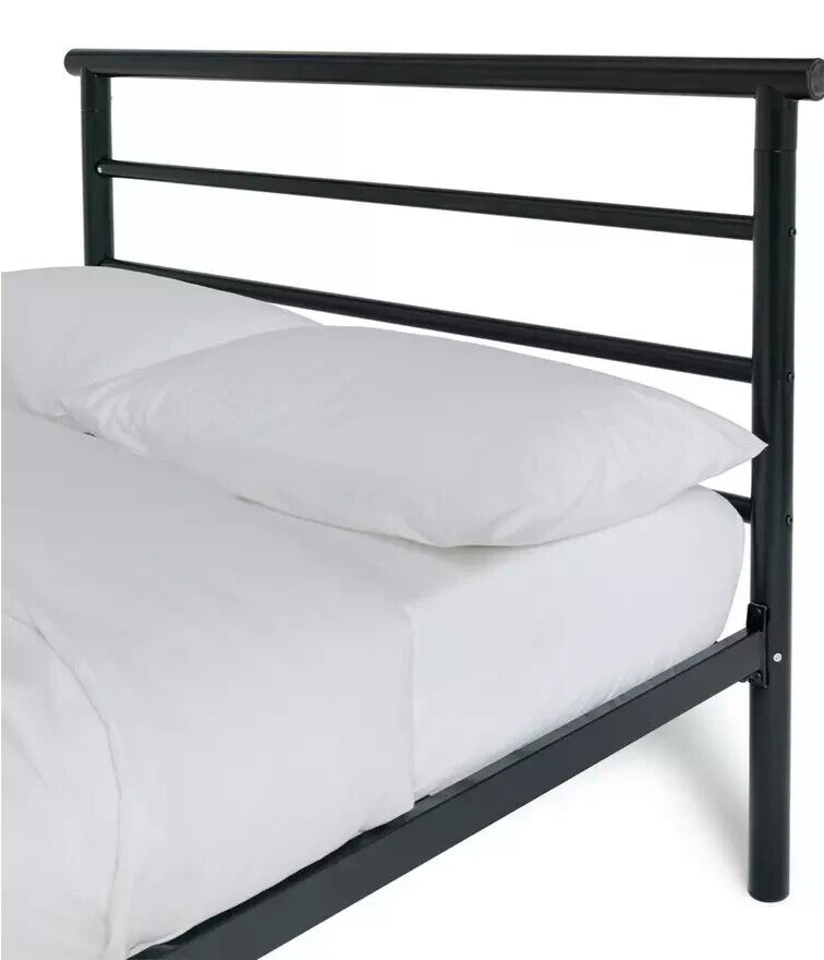 Home Avalon Double Metal Bed Frame - Black | Sturdy Durable 4FT6 Bed Frame