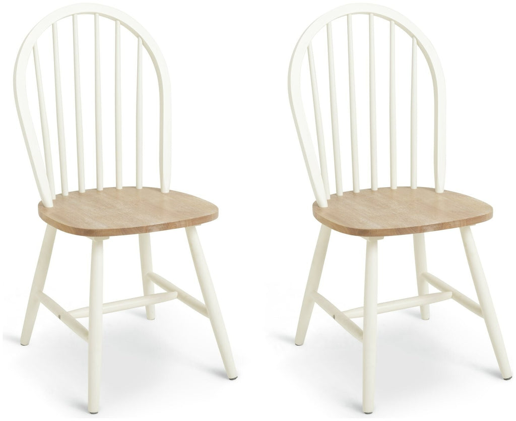 Burford Pair of Solid Wood Dining Chairs - White