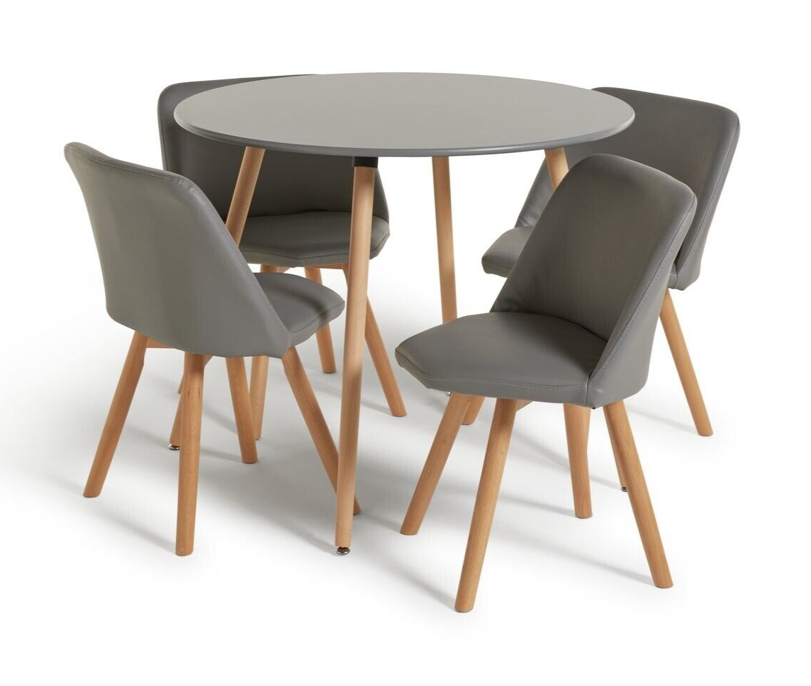 Habitat Quattro Grey Dining Table & 4 Grey Chairs (B Grade 53566 - 53570 )