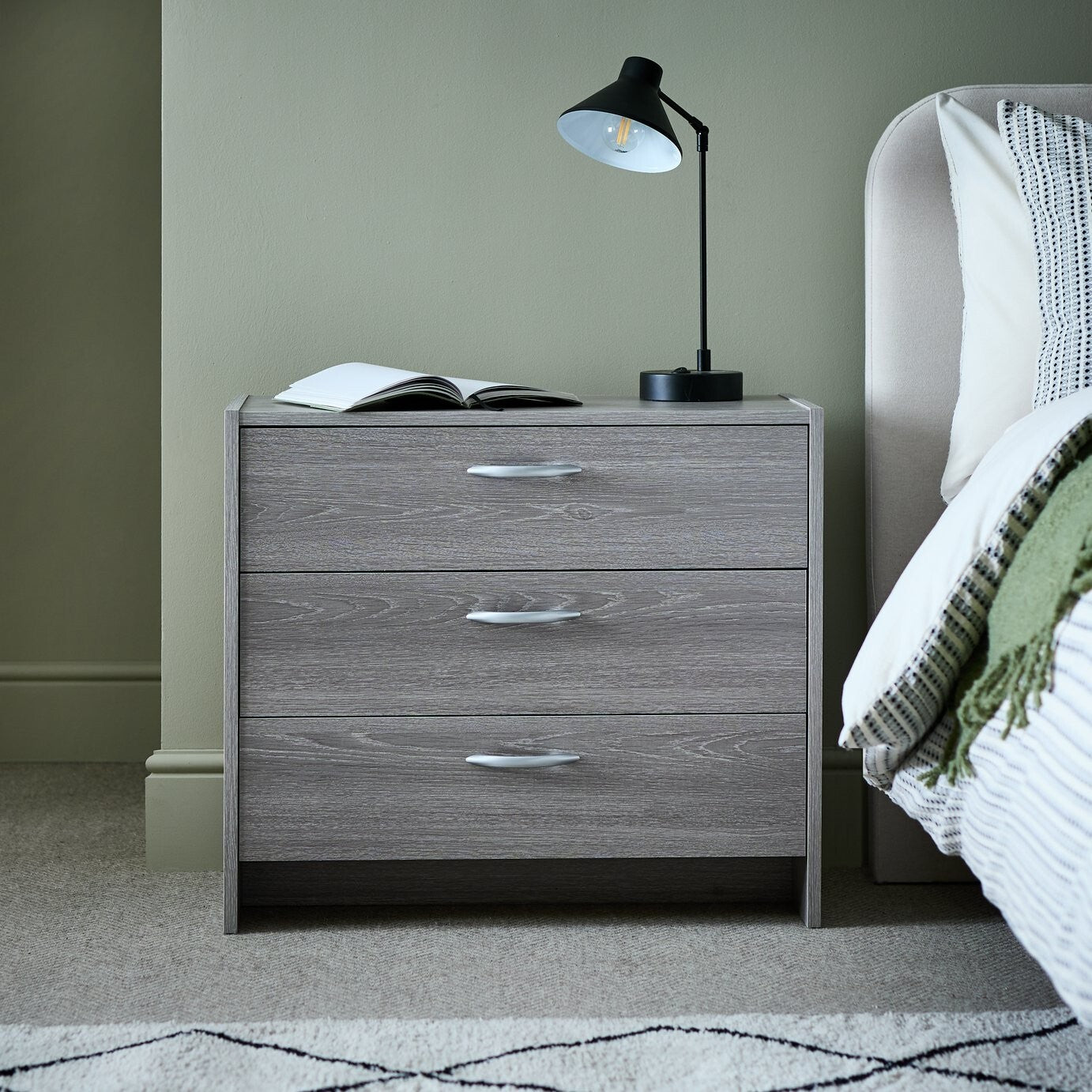 Seville 3 Drawer Chest - Grey Oak Effect
