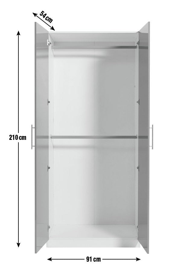Munich 2 Door Wardrobe - White | Double door wardrobe
