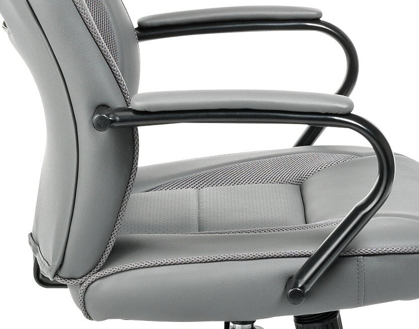 Faux Leather Gaming Chair Grey | Adjustable Swivel Tilt PC Ergonomic Comfort