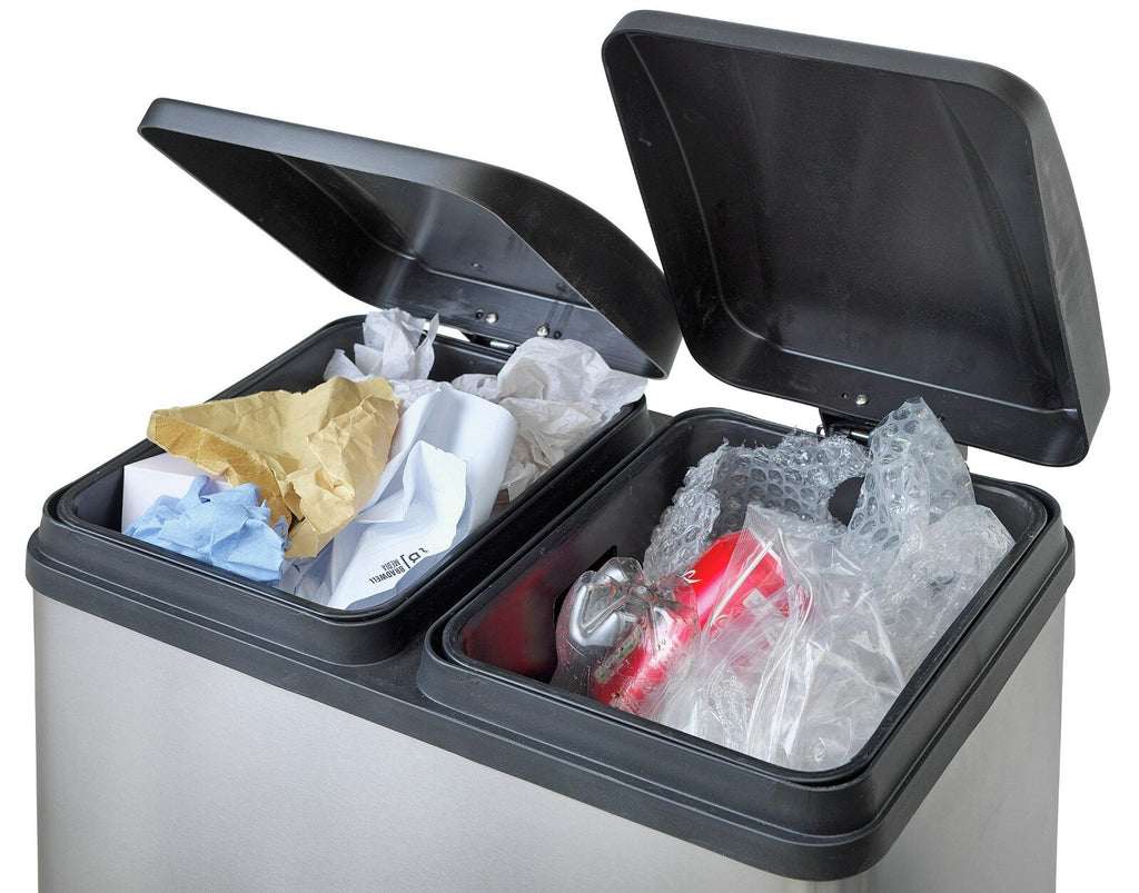 55 Litre 2 Compartment Recycling Bin - Steel