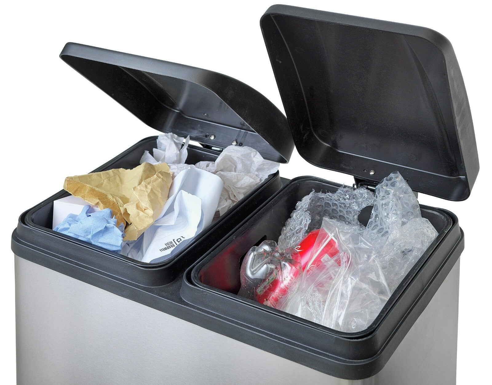 55 Litre 2 Compartment Recycling Bin - Steel
