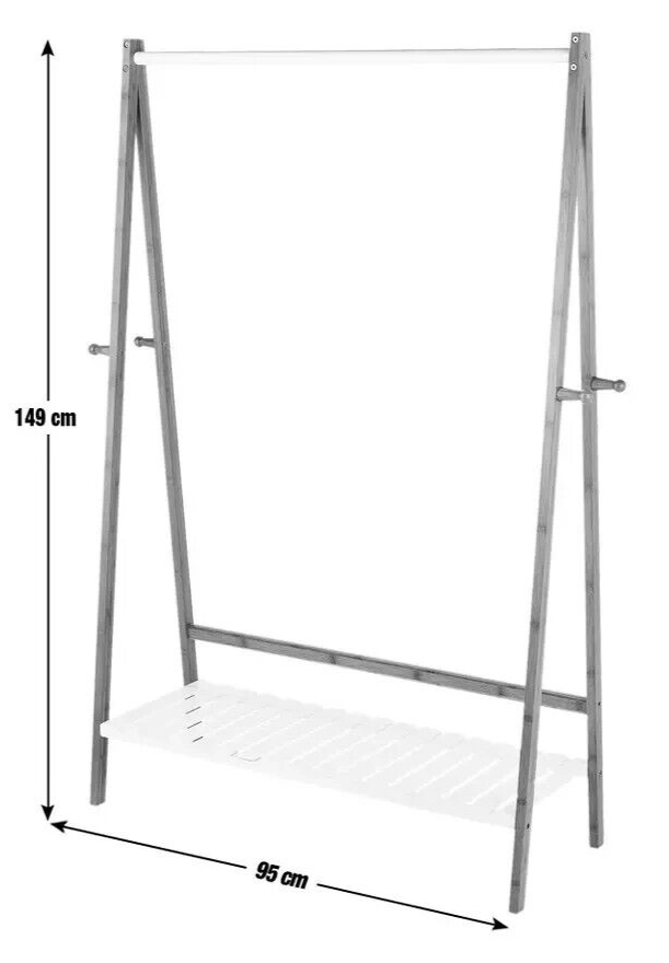 Belvoir Clothes Rail with Shelf - Bamboo & White
