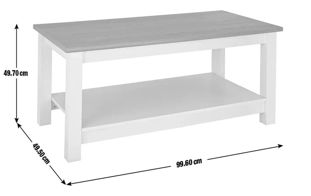 Winchester Coffee Table - White | Modern Living Room Table with Storage Shelf