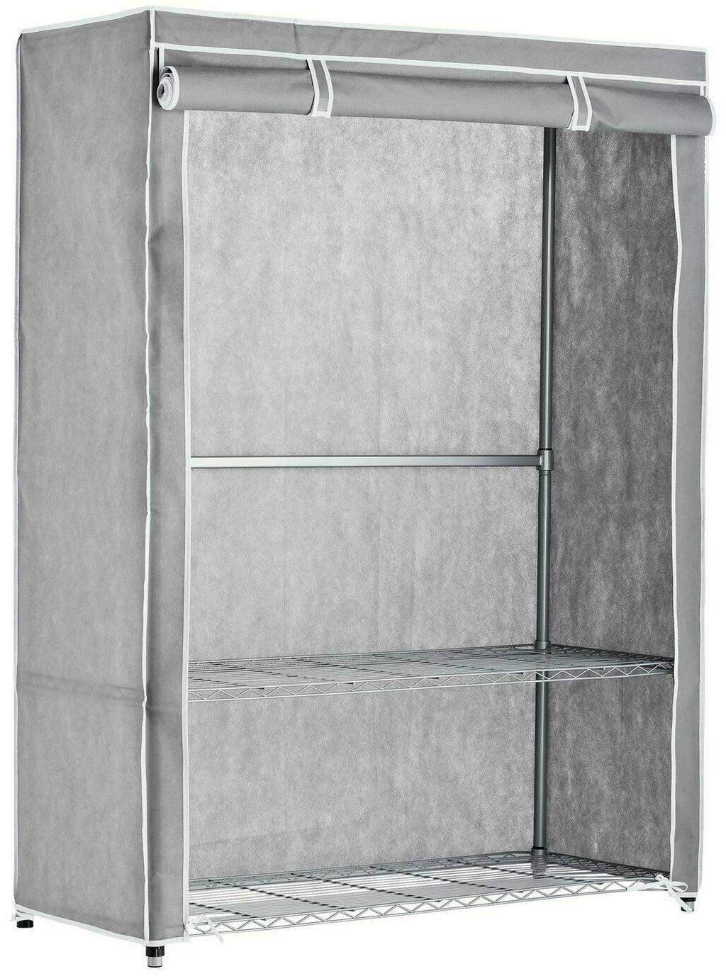 Home Double Heavy Duty Covered Rail - Grey | Clothes Garment Storage Rack Stand