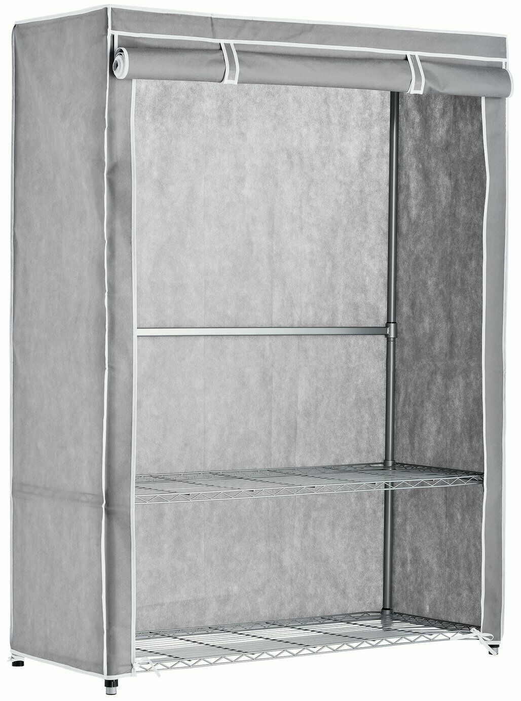 Home Double Heavy Duty Covered Rail - Grey | Clothes Garment Storage Rack Stand