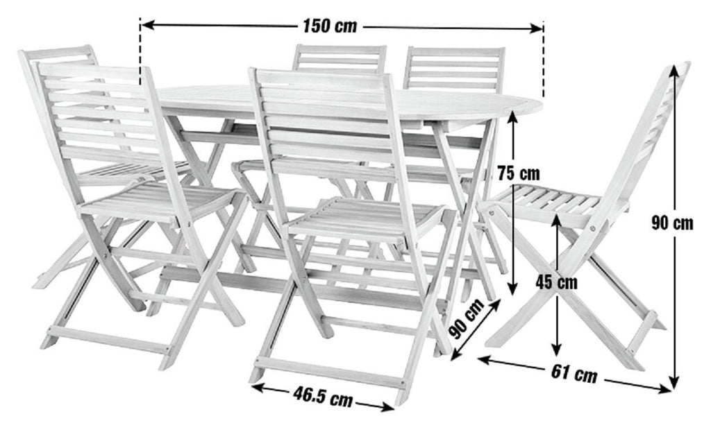 Home Newbury 6 Seater Folding Wooden Patio Set | Outdoor Garden Furniture