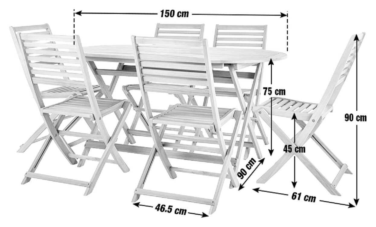 Home Newbury 6 Seater Folding Wooden Patio Set | Outdoor Garden Furniture