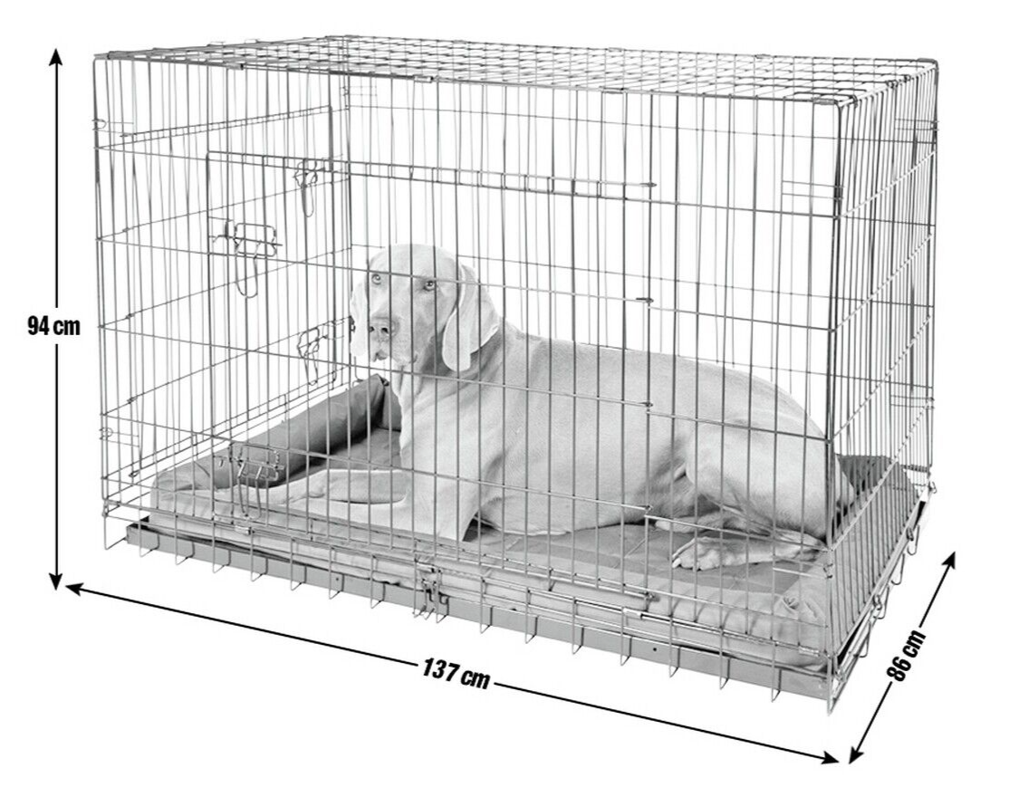 Double Door XXL Pet Cage H94xW137xD86cm | Large Dog Crate for Indoor Pet Storage