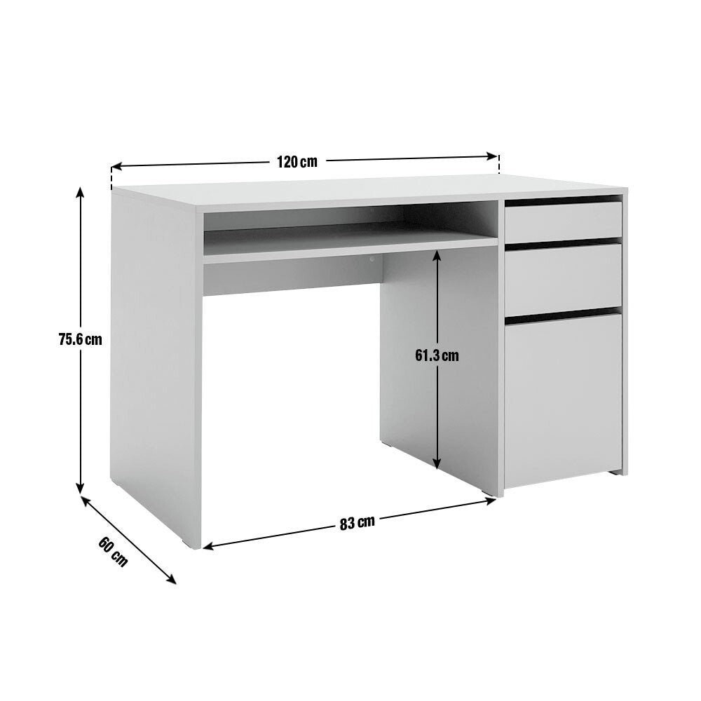 Home Pepper 2 Drawer Pedestal Office Desk - Grey