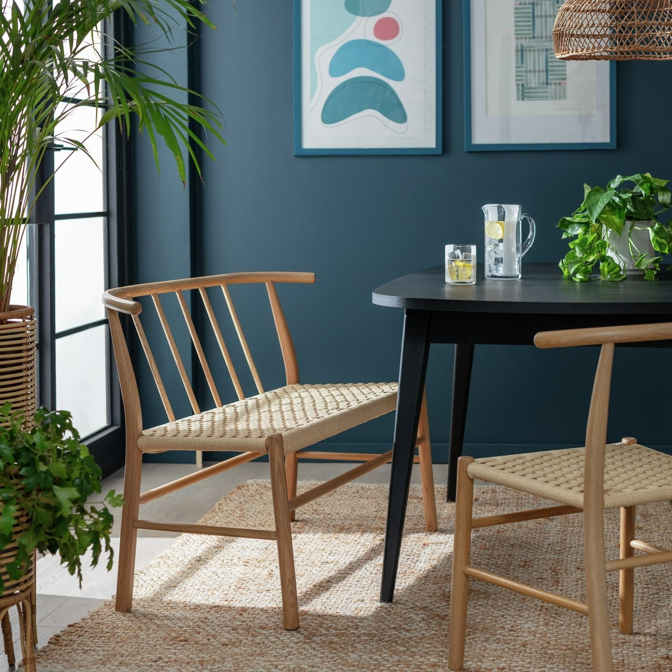 Scottie Solid Oak Dining Bench | Minimalist wood bench