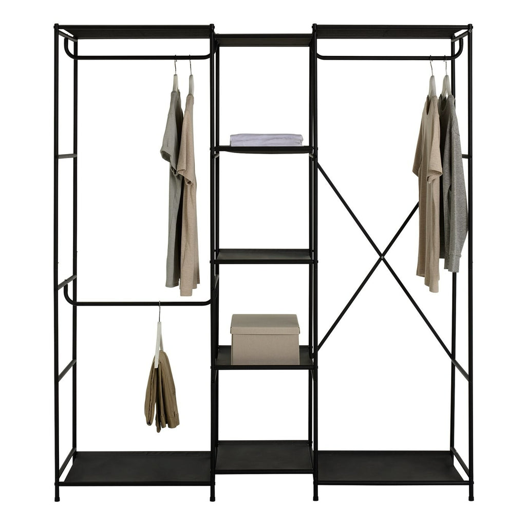 Spencer 3 Rail 6 Shelf Wardrobe - Black