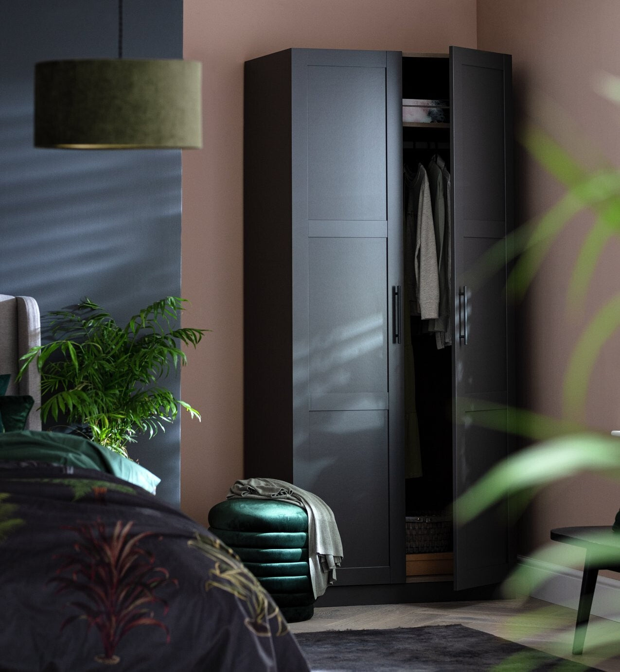 Habitat Munich Panelled 2 Door Wardrobe - Anthracite ( B Grade 33394 - 33397 )