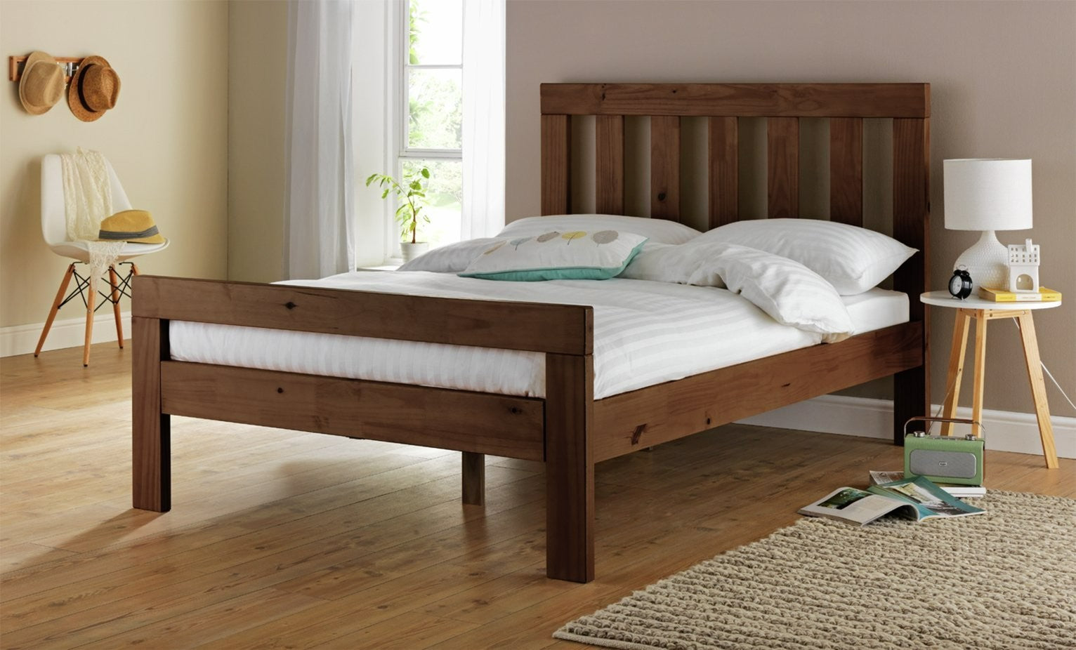 Home Chile Kingsize Wooden Bed Frame - Dark Wood | classic wooden bed frame