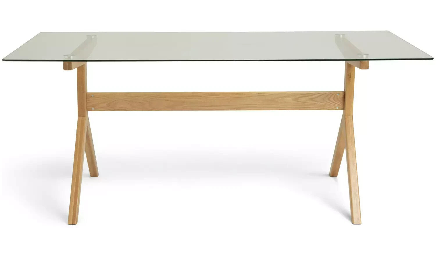 Habitat Zela Glass 6 Seater Dining Table - Natural