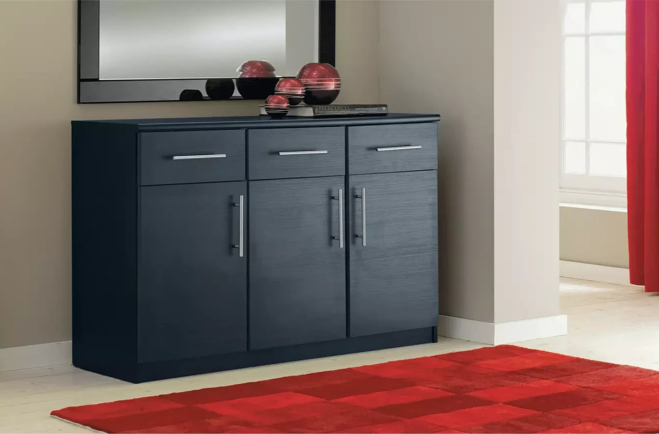 Anderson 3 Door 3 Drawer Sideboard - Black ( B Grade 68181 - 68182 )