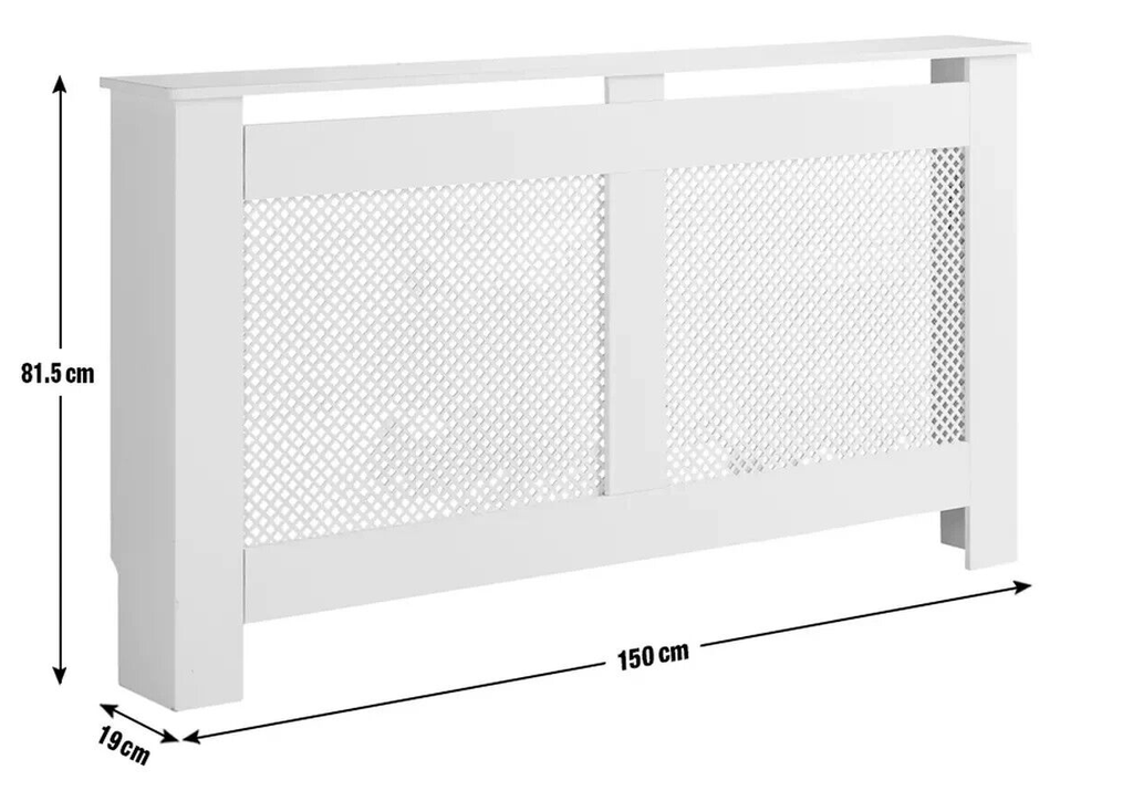 Odell Large Radiator Cover White | Lattice Design MDF Cabinet Home Heating Decor