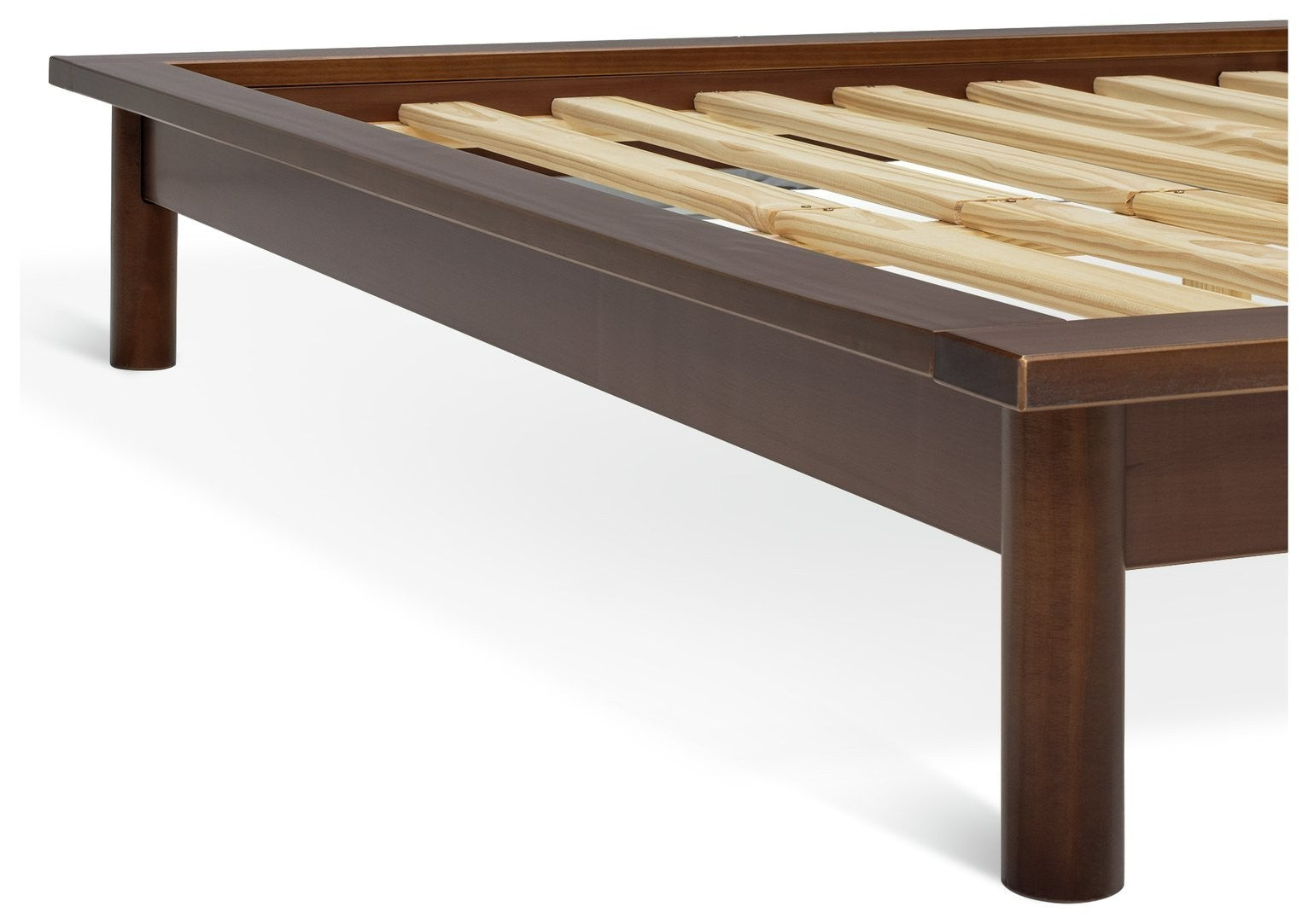 Akio Small Double Wooden Platform Bed Frame - Walnut | Small double platform bed