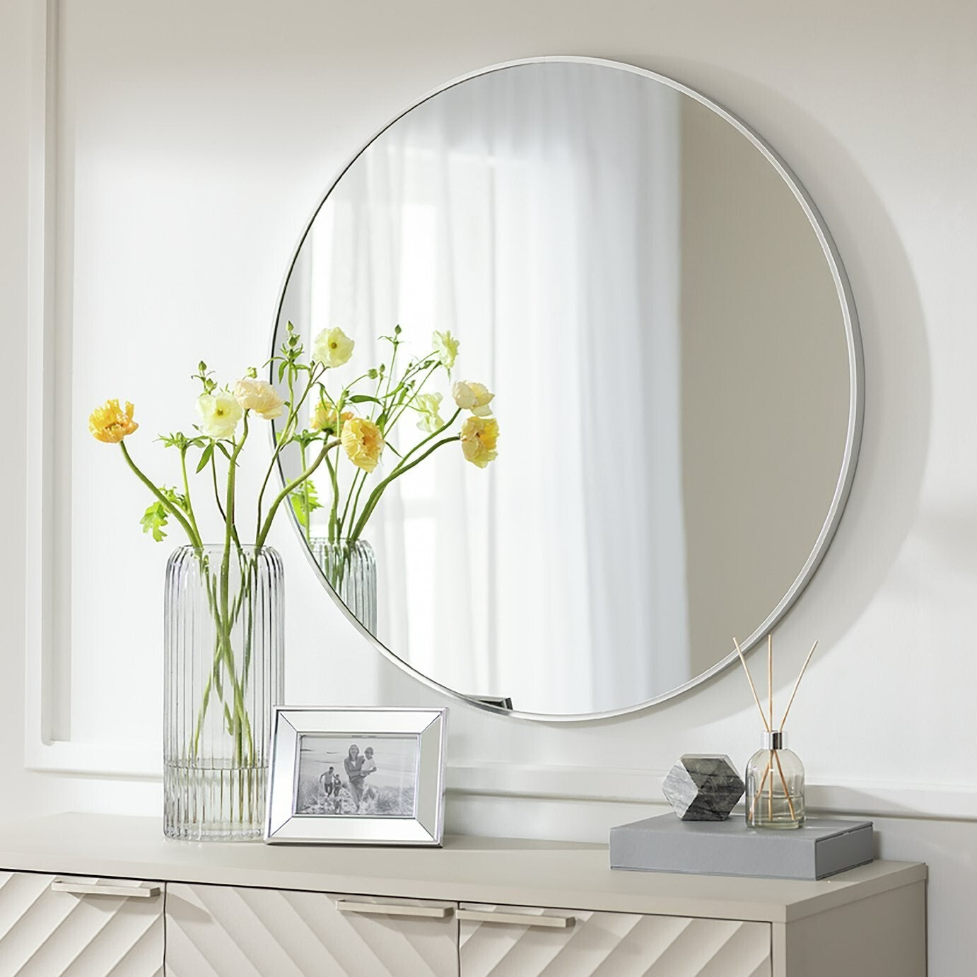 Habitat Katun Round Wall Mirror - Silver - 80x80cm