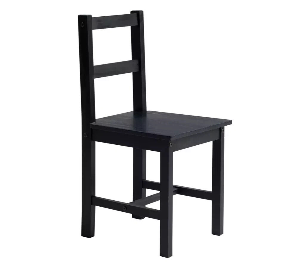 Raye Dining Table and 4 Chairs Set Wooden 118cm - Black For Dining Room Kitchen