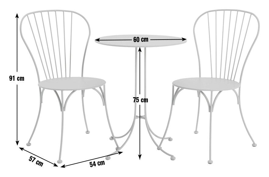 Habitat Elara 2 Seater Metal Garden Bistro Set - White | Outdoor Table Chair Set