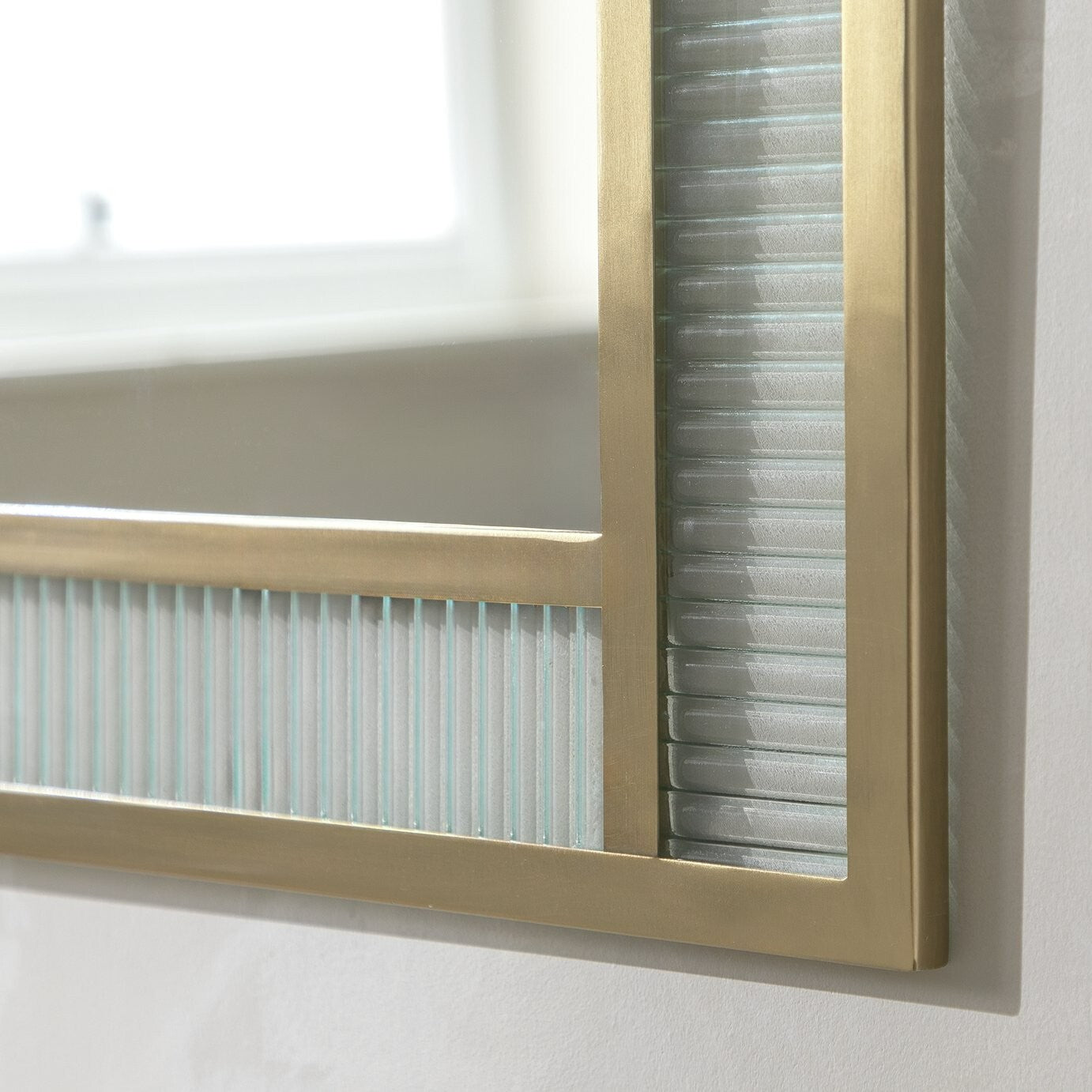 Habitat Glass & Brass Ribbed Wall Mirror - 140x60cm