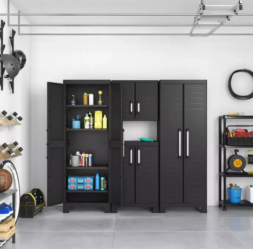 Keter Detroit Tall Indoor Garage Storage Cabinet - Black