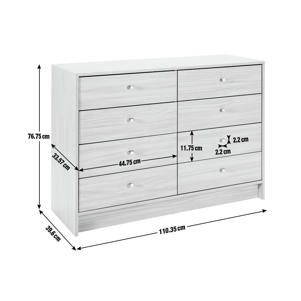 Home Malibu 8 Drawer Chest - Black Oak Effect