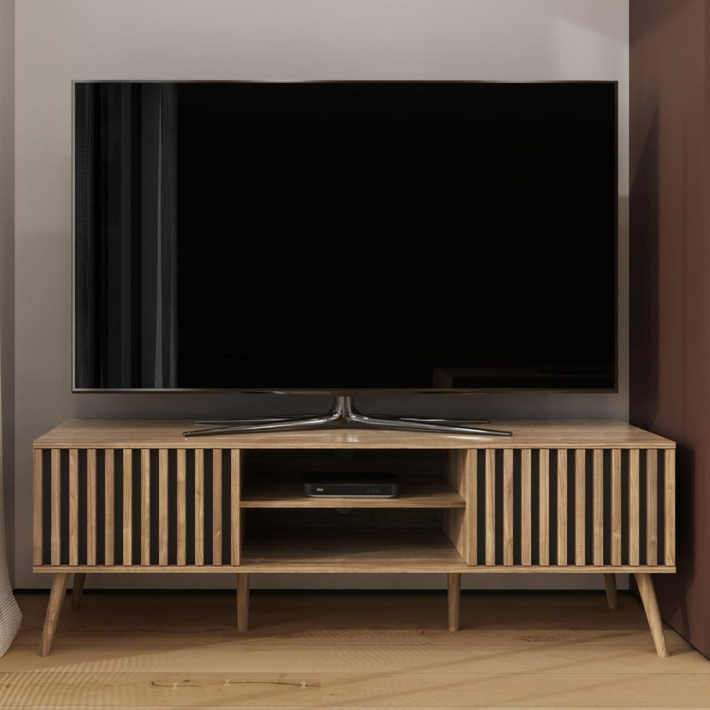GFW Louvered 2 Door TV Unit - Oak