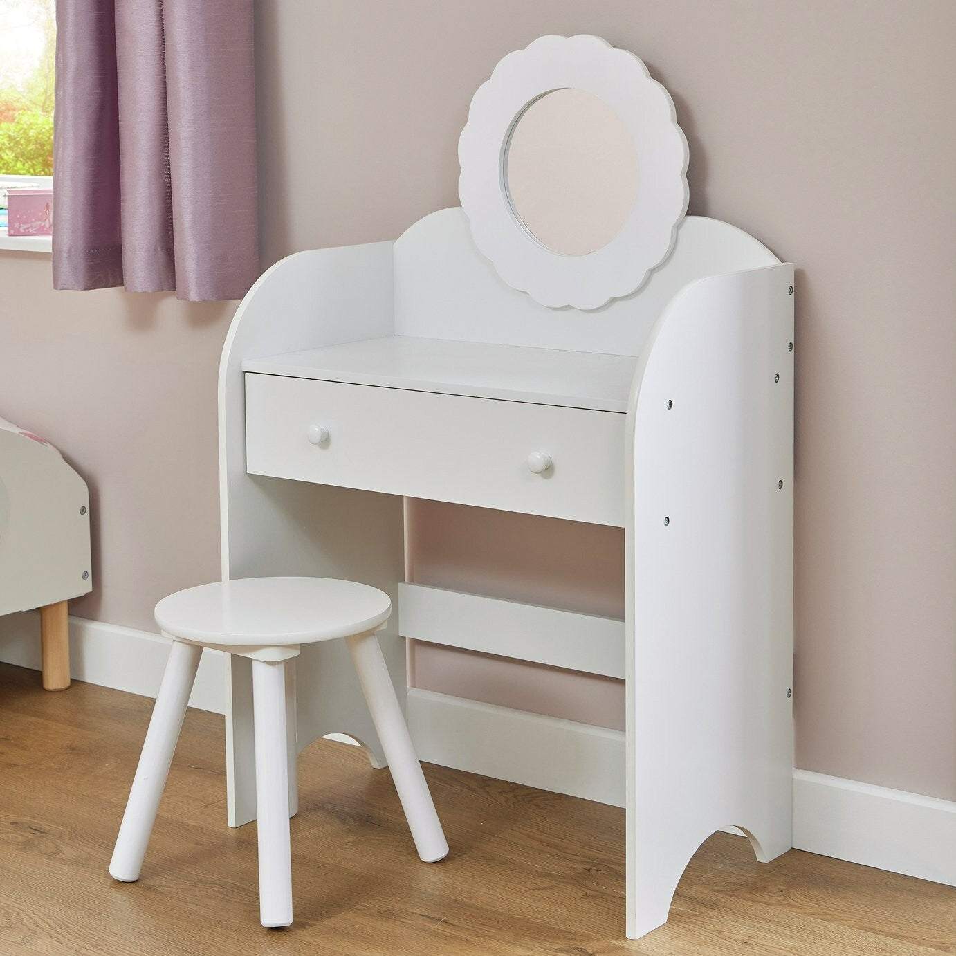 Liberty House Kids mirror Dressing Table And Stool - White