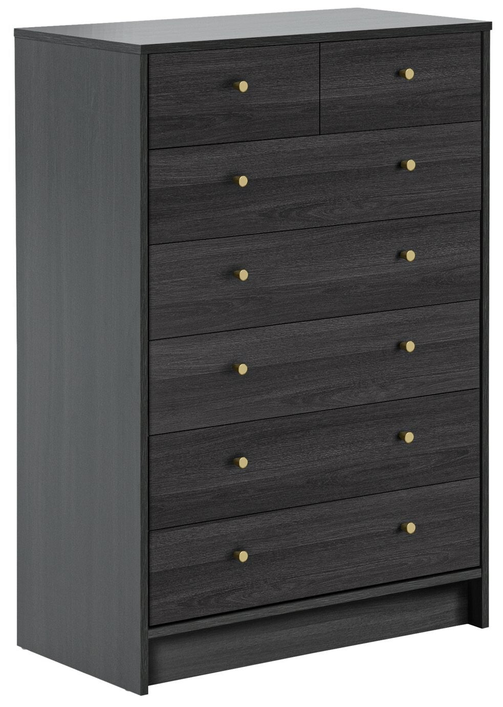 Malibu Modern 7 Drawer Chest Of Drawers Storage Cabinet - Black Brown Effect