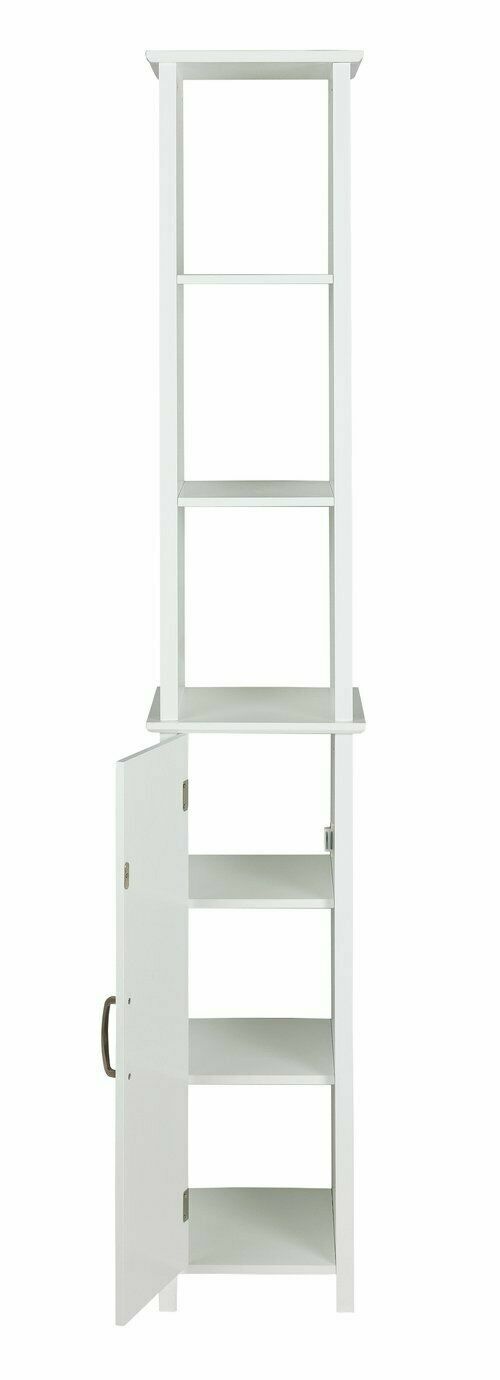 Tongue & Groove Tallboy - White | Slim Storage Cabinet for Bedroom or Bathroom