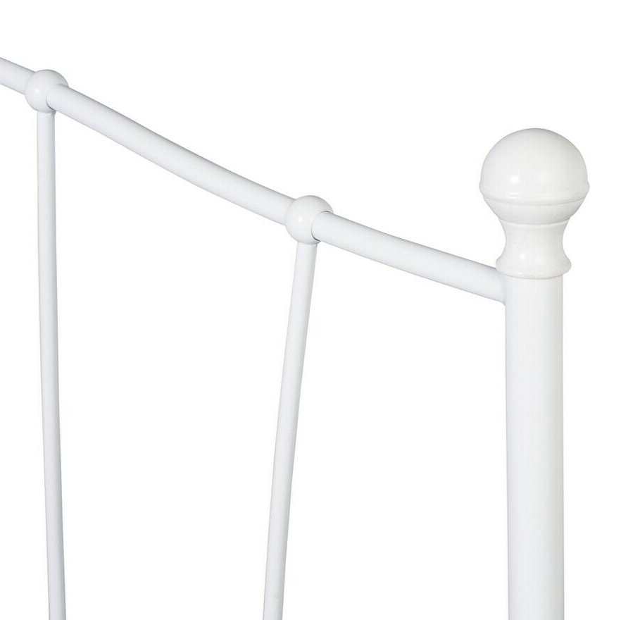 Home Fleur Double Metal Bed Frame White | Sturdy Bedroom Base with Headboard