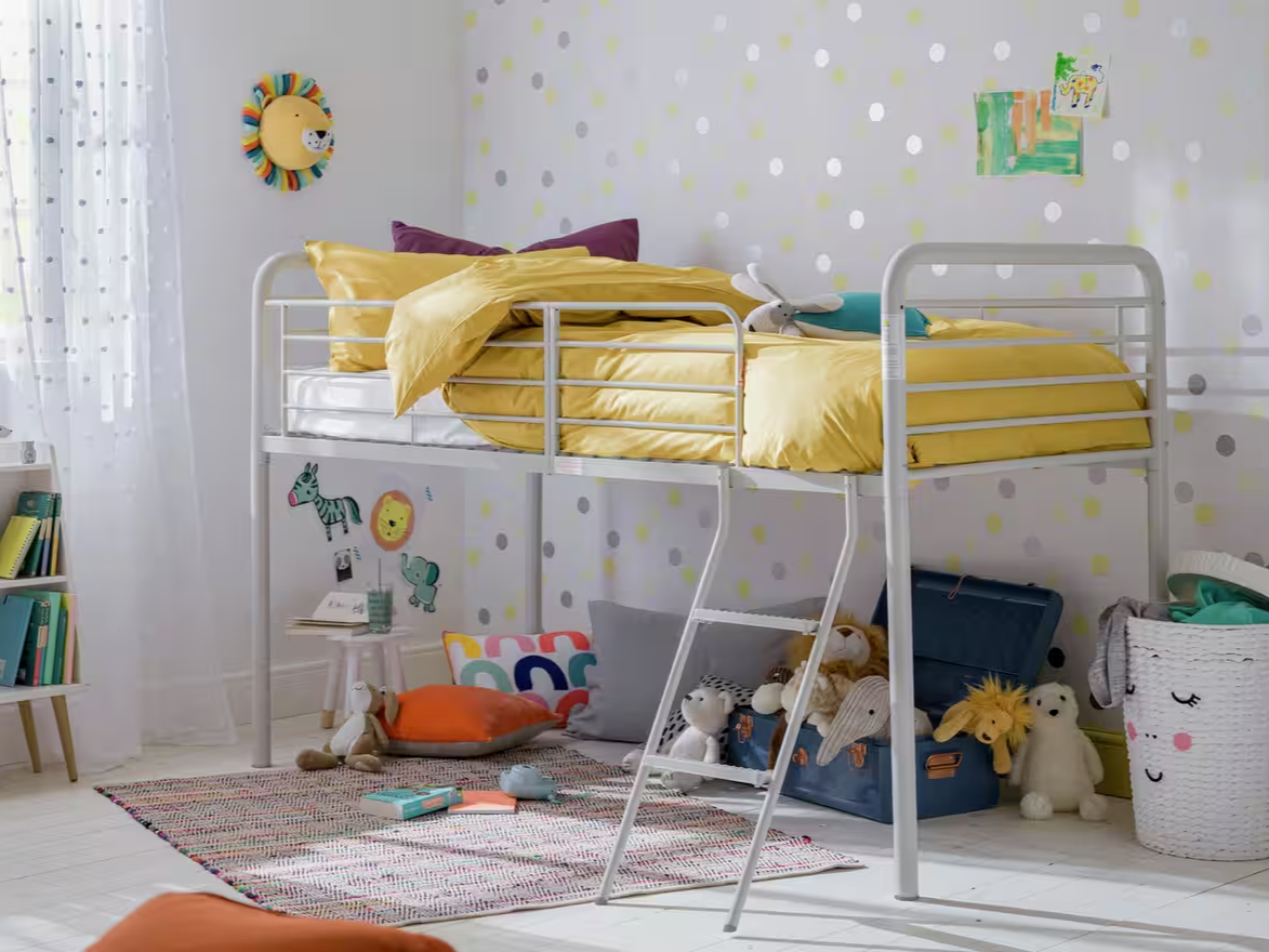 Jo Mid Sleeper Metal Bed Frame - Silver