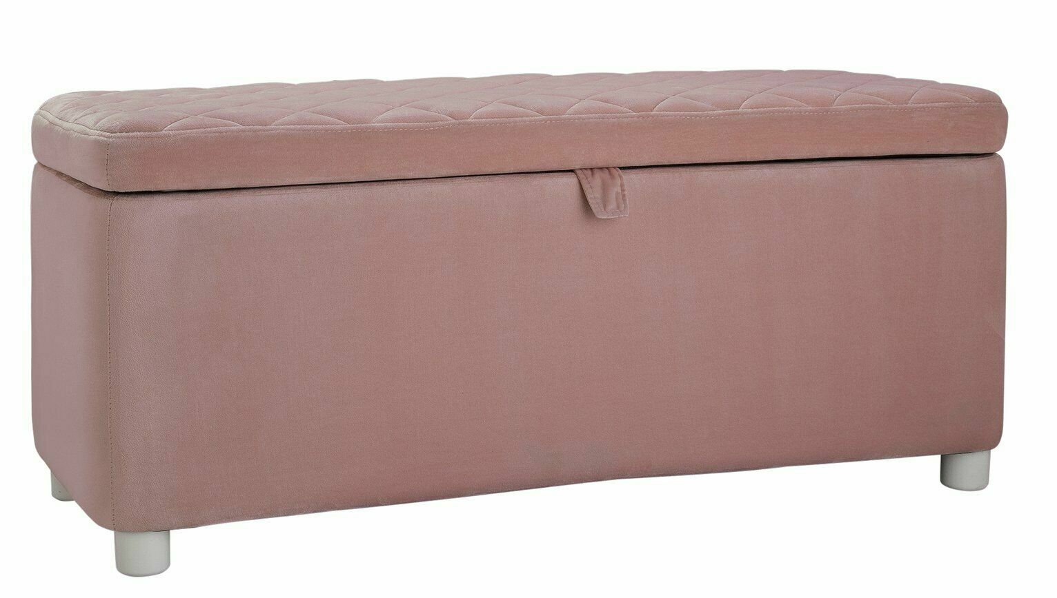 Mila Large Velvet Ottoman - Blush Pink | Storage Bench Footstool for Living Room