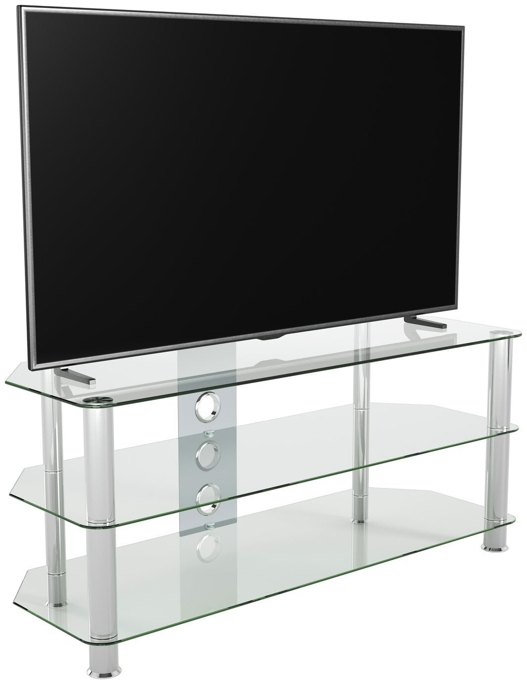AVF Clear Glass Up to 55 Inch TV Stand - Silver