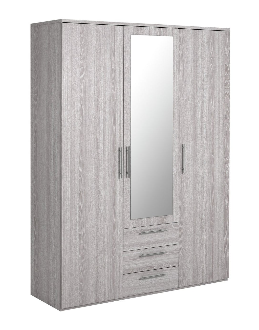 Home Brisbane 3 Door 3 Drawer Wardrobe – GreyOak | Wardrobe with storage