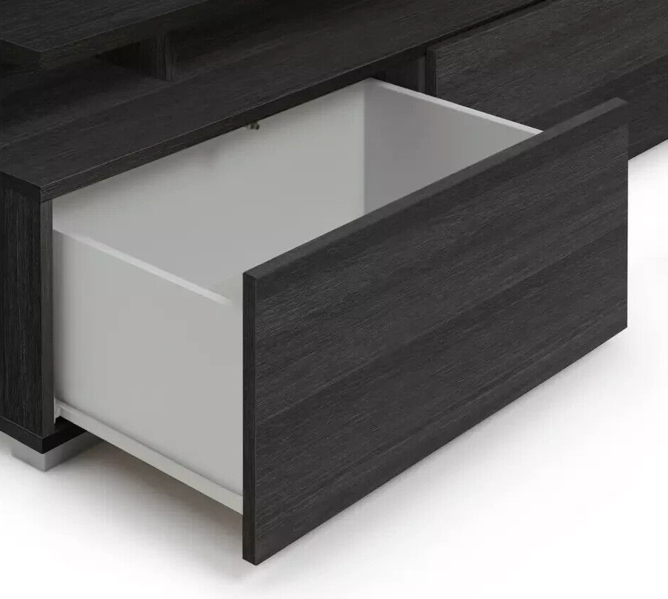 Habitat Floating Top TV Unit - Black & Brown | Media Stand with Storage Shelves
