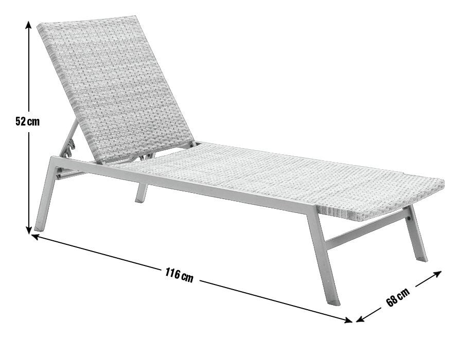 Tahiti Rattan Effect Sun Lounger - Grey