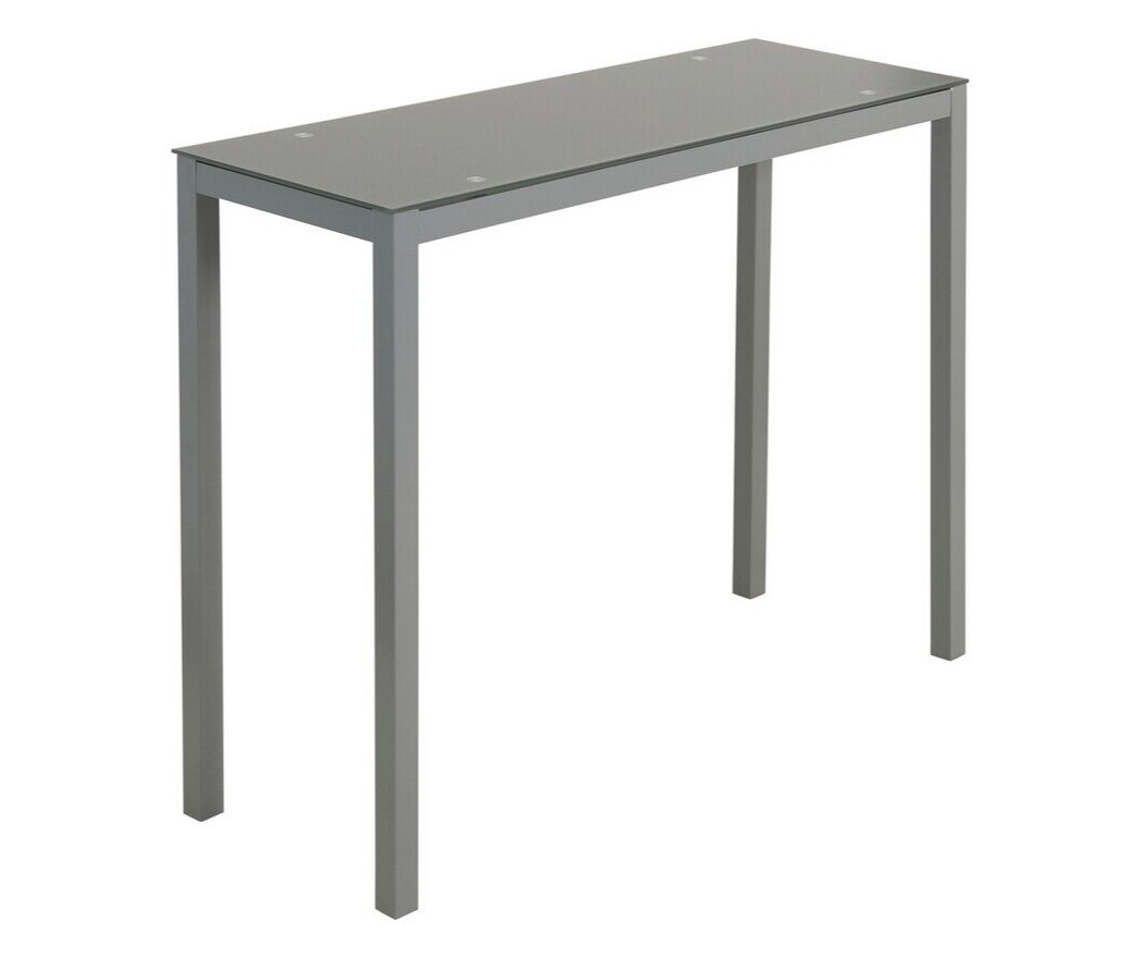 Lido Glass Bar Table & 2 Grey Chairs | Modern Kitchen Breakfast Dining Set