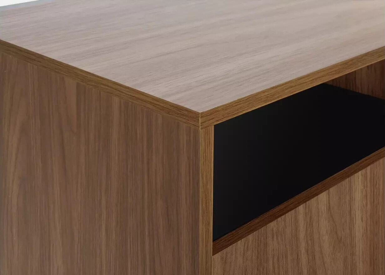 Habitat Turin 2 Door TV Unit - Black & Walnut Effect | Modern Stylish TV Stand