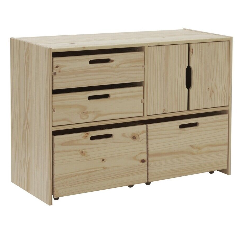 Habitat Kids Rico Double Solid Pine Storage Toy Box Wood Work Space Shelves