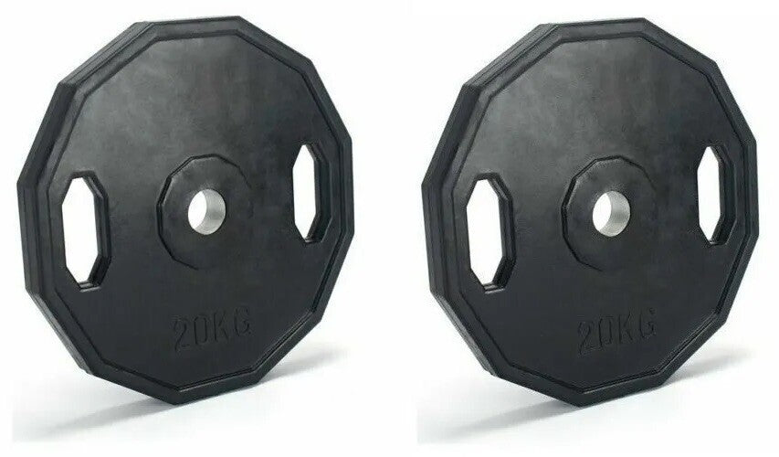 Pro Fitness Olympic Rubber Weight Plates 2 x 20kg | Bumper Discs for Barbell