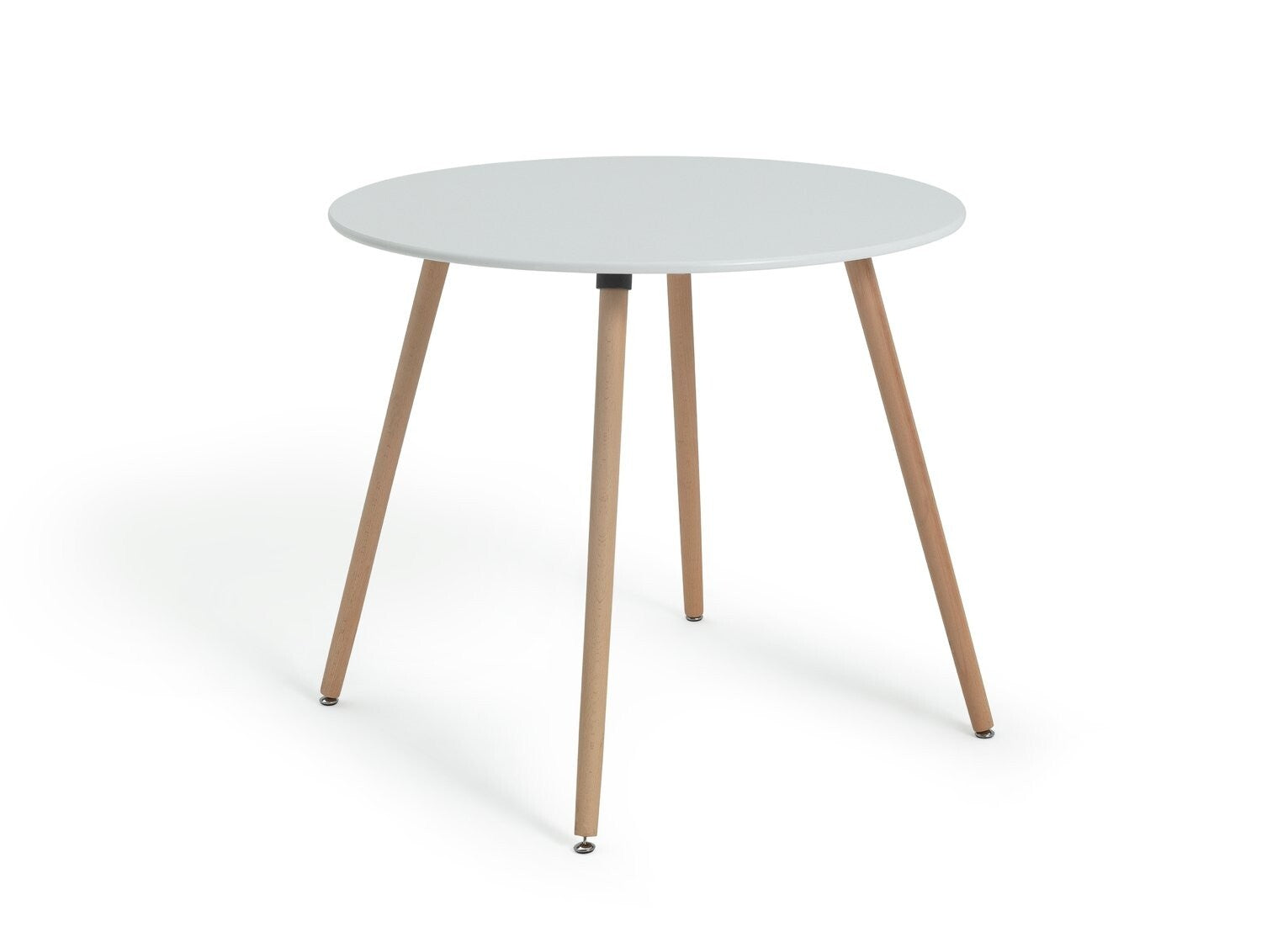 Habitat Quattro Modern Round Dining Table and 4 Chairs in White Faux Leather