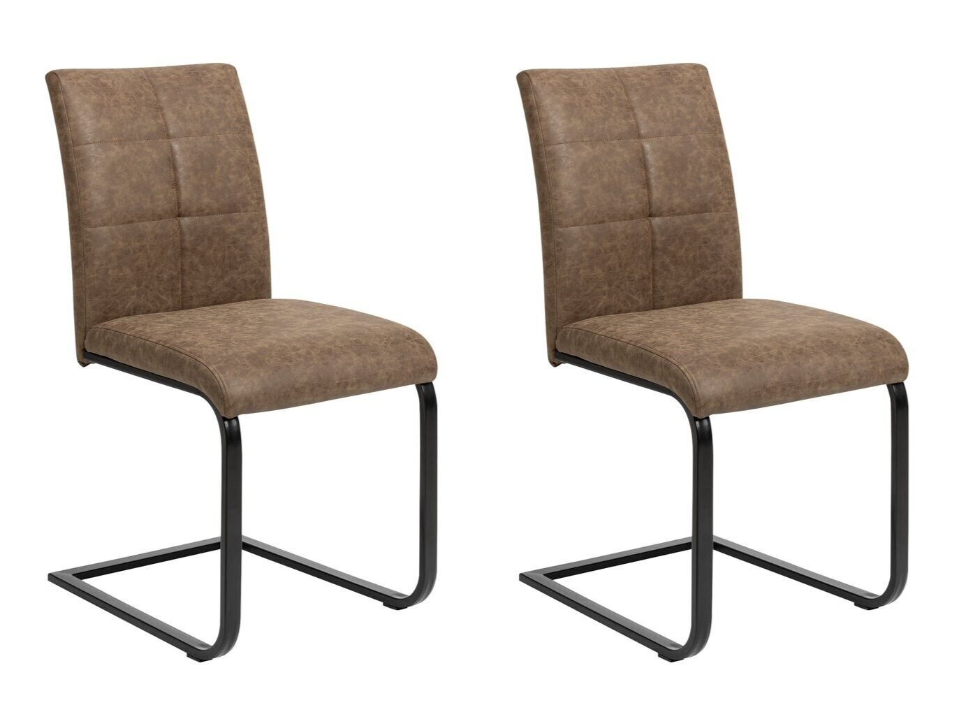Bronson Pair of Faux Leather Dining Chairs- Brown