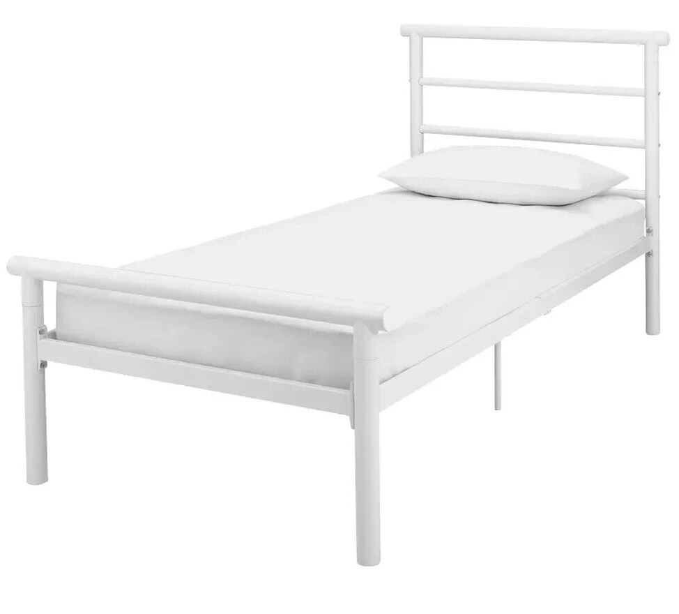 Home Avalon Single Metal Bed Frame White | Modern Bedroom Furniture Kids Adults