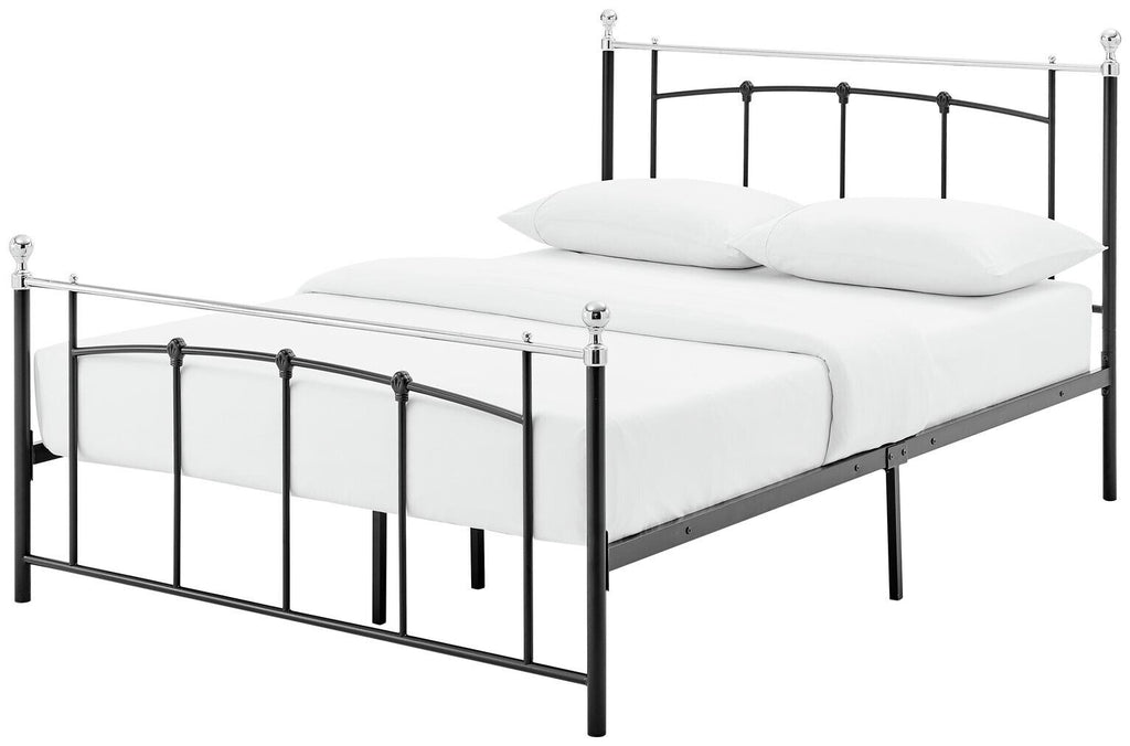 Yani Small Double Metal Bed Frame - Black | Classic Curved Design