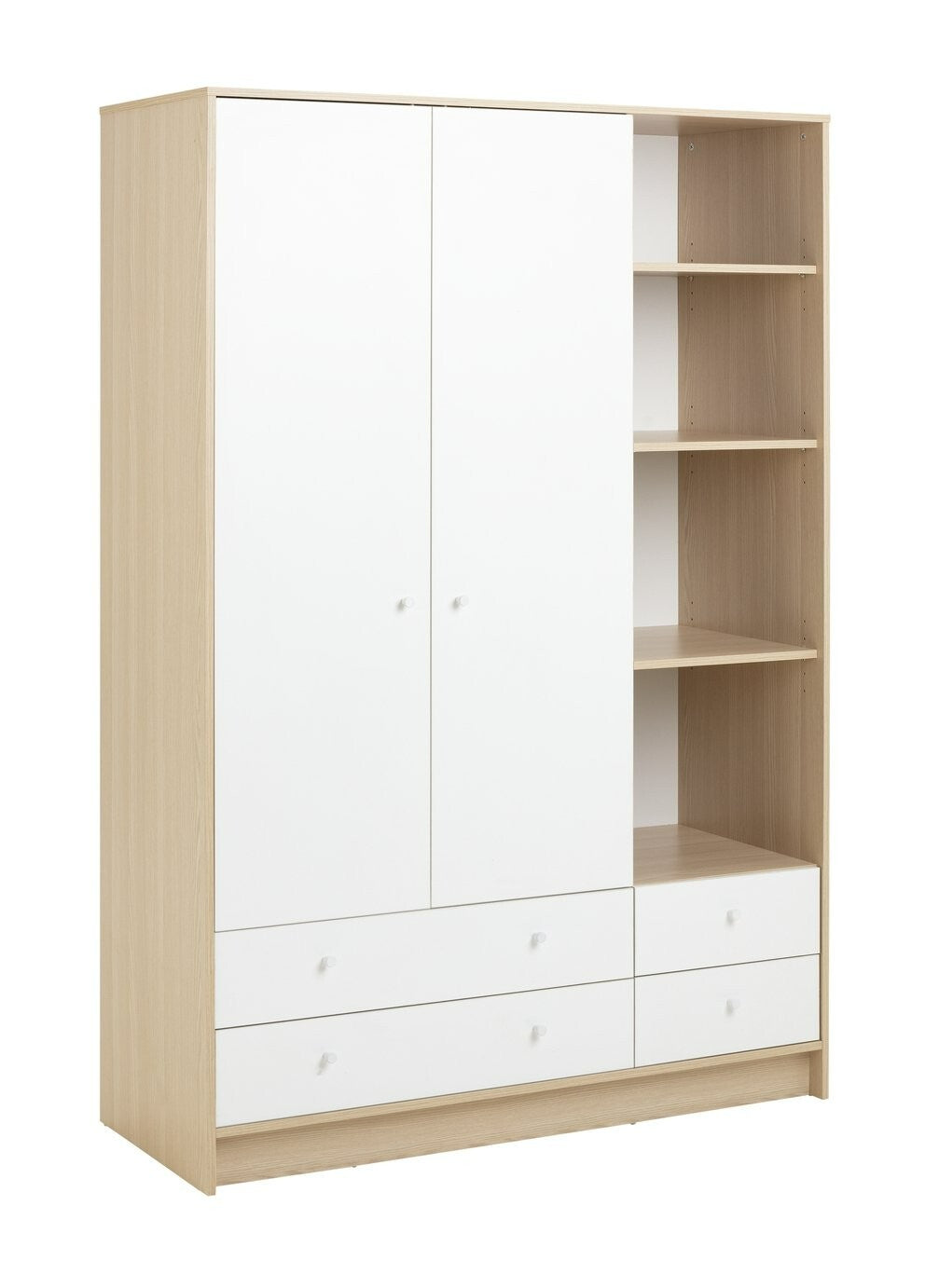 Kids Malibu 2 Door 4 Drawer Wardrobe - White
